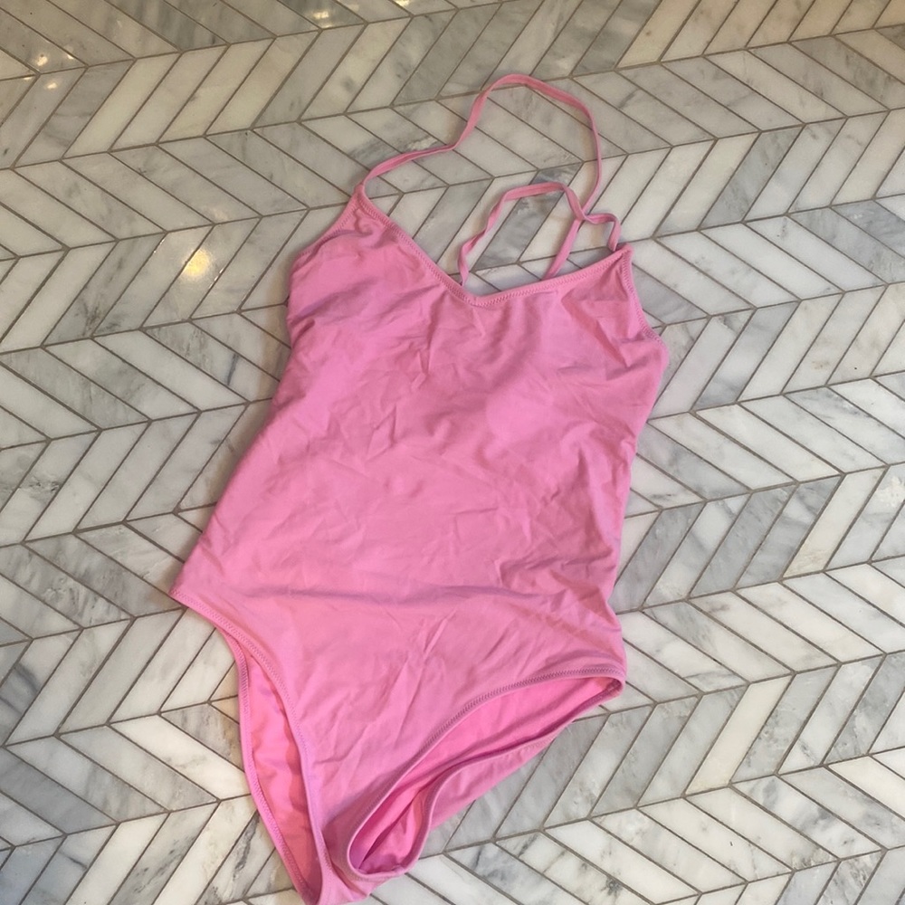 Strappy neon pink one piece from Aerie.